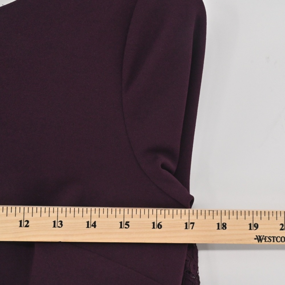 Calvin Klein Burgundy Sheath Dress Size 4 Lace Bell Sleeve Sheath Moody Romantic - Picture 4 of 14